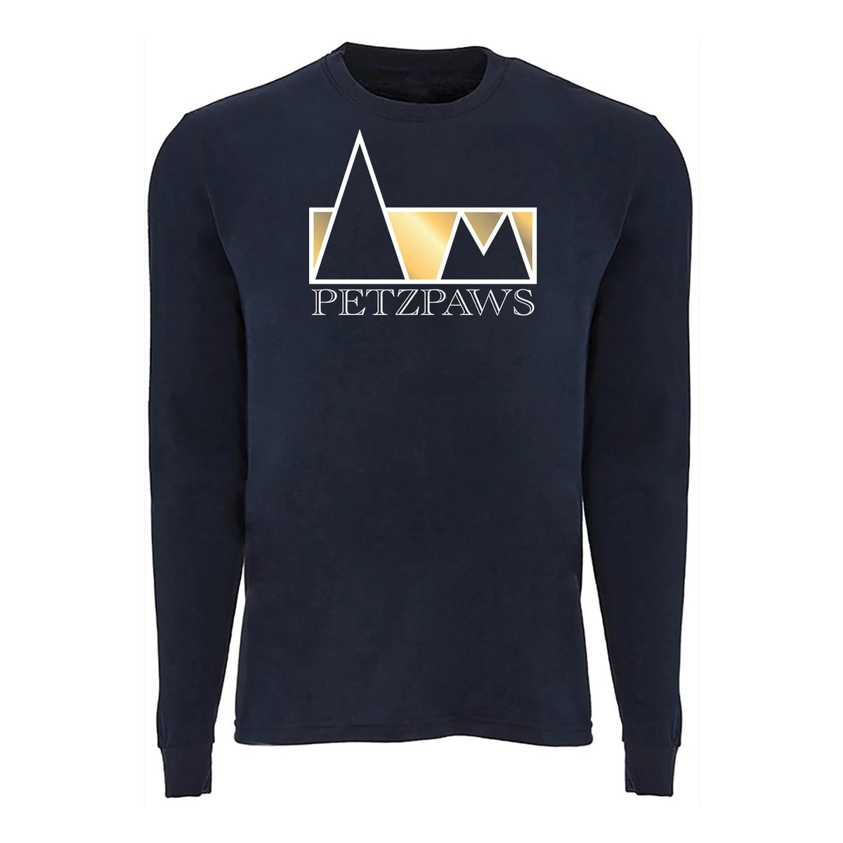 PetzPaws Men's Dog Walking Long Sleeve T-Shirt Black Gold Blue Silver