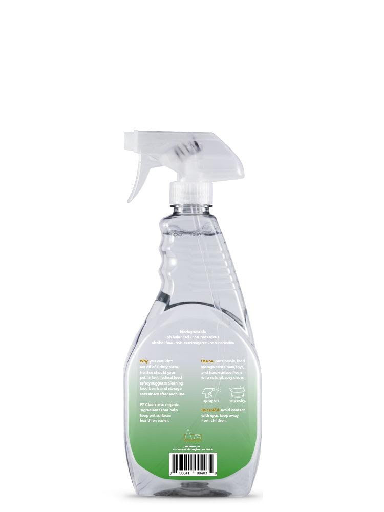 Spearmint EZ Clean is an all-natural solution that makes easy work of cleaning your pet’s bowls, food storage containers, toys, and hard-surface floors. Simply spray on, wipe dry.